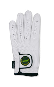 Amen Logo -  White Cabretta Leather Golf Glove