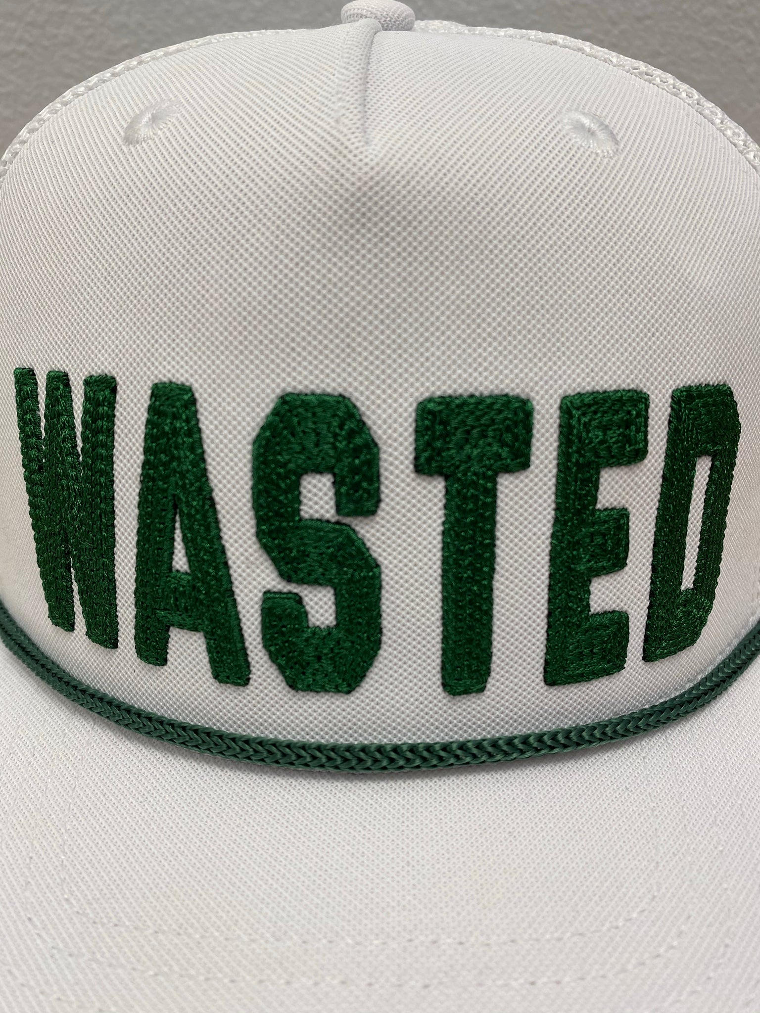 WaStEd Management ROPE Snapback Flat Bill WHITE