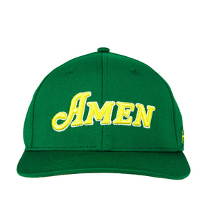 Green Flat Bill Amen Mesh Hat